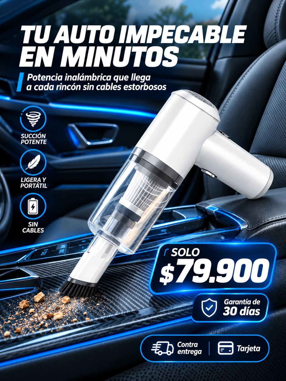 Aspiradora de mano 2 en 1 para auto